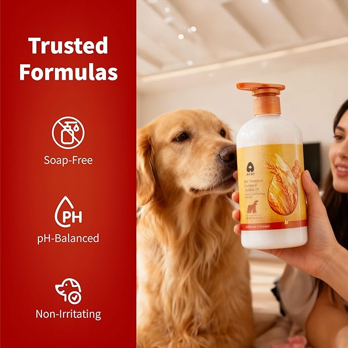 Arf Arf Silky Dog Shampoo for Dry, Itchy, Sensitive Skin - Soothing Oatmeal & Honey Formula for a Salon-Quality Smooth Coat - Gentle Puppy & Dog Wash for All Breeds - Fresh Scent, 16oz