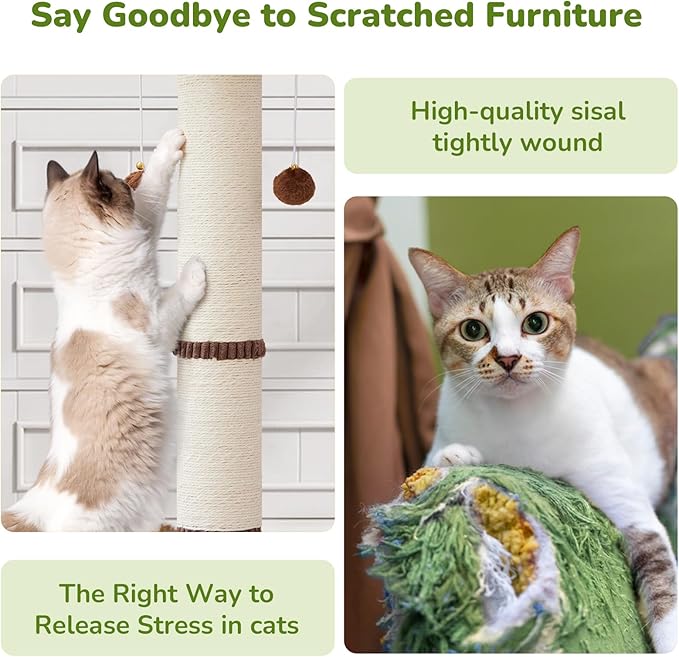 Woochpet 34inches Tall Cat Scratching Post with Cat Ball Track Toy Heavy Duty and Thicker Large Diameter Natural Sisal Cat Scratcher Post for Indoor Cats Protect Your Furniture