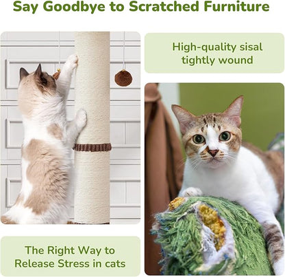 Woochpet 34inches Tall Cat Scratching Post with Cat Ball Track Toy Heavy Duty and Thicker Large Diameter Natural Sisal Cat Scratcher Post for Indoor Cats Protect Your Furniture