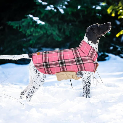 Kuoser Warm Dog Coat, Waterproof Dog Jacket for Extra Large Dogs, Adjustable Durable XXL Doggie Winter Coat Reversible Puppy Cold Weather Apparel from Small to Large Breed, Pink XXL