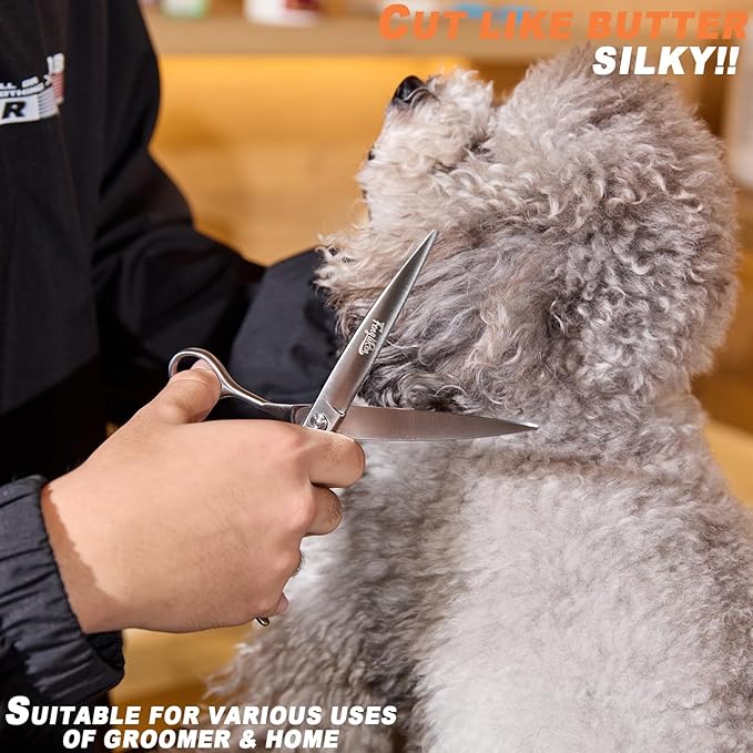 High-end Professional Dog Grooming Scissors Pet Grooming Shears 7 Inches Extremely Very Sharp Made Of Stainless Steel Alloy By Hand For Dog Cat Groomer