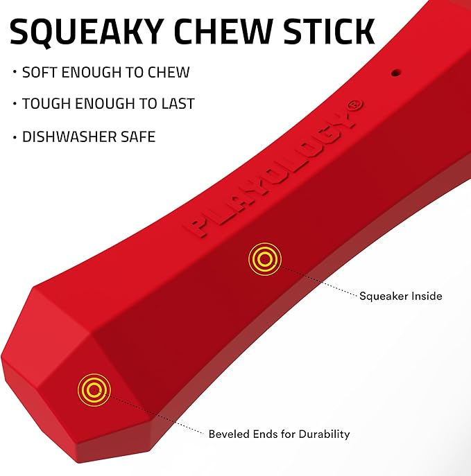Playology Dog Toys | Durable Squeaky Chew Stick for Dogs | Jumbo Grandma's Gravy Scented Toy - Easy to Clean and Made from Non Toxic Materials