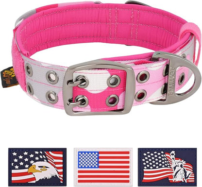 ADITYNA Heavy Duty Dog Collar for Medium Dogs - Camo Pink Collar with Handle for Training, and Walking - Wide, Thick, Tactical, Soft Neoprene Padded