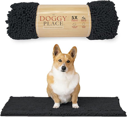 My Doggy Place Dog Mud Mat, 31" x 20" Charcoal – Thick Microfiber Entry Rug for Snow, Mud & Salt – Absorbent, Quick-Dry, Washer-Safe & Non-Slip, Medium