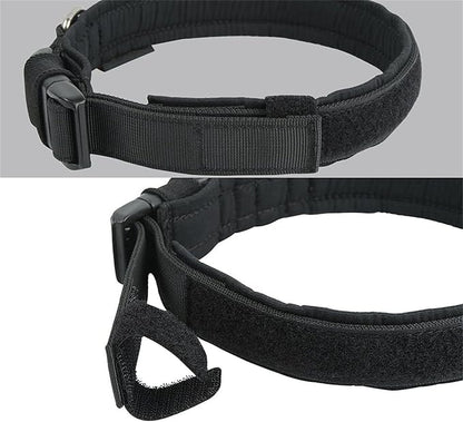 EXCELLENT ELITE SPANKER Tactical Small Puppy Dog Collar Nylon Adjustable Heavy Duty Military for Small Medium and Large Dogs Pet Soft Padded Dog Collar(BLK-M)