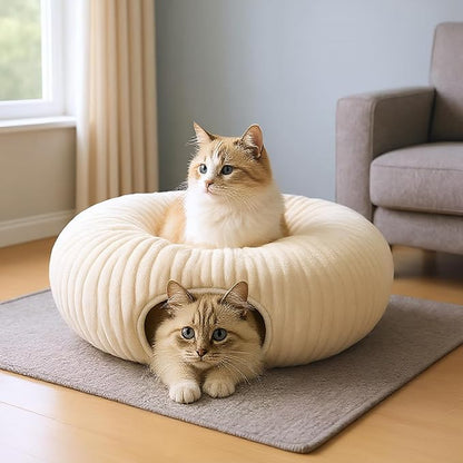 MOYMO Cat Tunnel Bed with 40 Cat Toys, Collapsible Play Tunnel for Indoor Cats, Cat Tube for Kitten Puppy