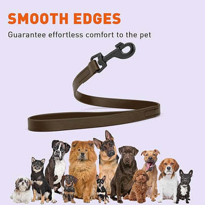 Dogline Biothane Waterproof Dog Leash Strong Coated Nylon Webbing with Black Hardware Odor-Proof Easy to Clean High Performance for Small or Large Dogs Made in USA 2 ft Lead, Dark Chocolate Brown