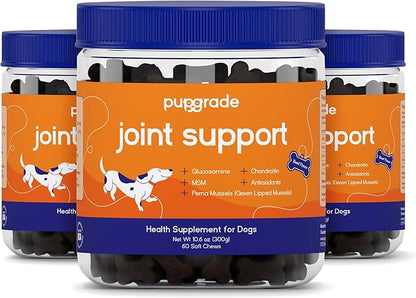 PupGrade Joint Support Supplement for Dogs - Natural Glucosamine Chondroitin with MSM - Hip & Joint Pain Relief - Recommended for Hip Dysplasia, Arthritis & Joint Disease - USA Tested - 180 Chews