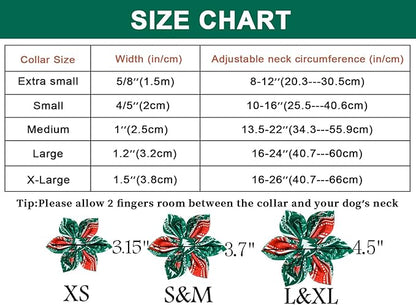 ARING PET Christmas Dog Collar, Cute Folk Xmas Red Green Detachable Flower Pet Collars with Metal Buckle for Puppy Small Medium Large Boy Girl Dogs-S