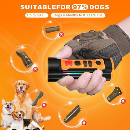 Chwwen Dog Bark Deterrent Devices 2025 Release Anti Barking Device for Dogs Barking Silencer in 55FT 3X Head Anti Bark Device with Flashlight &Party Flashlight Portable Training Tool