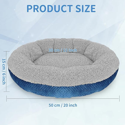 AUPETEK Heated Cat Beds for Indoor Cats Warming Cat Beds Super Soft Machine Washable Thermo Kitty Electric Heating Bed 19 Inches Round
