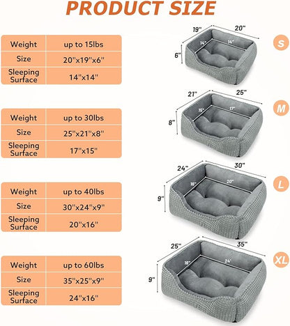 MIXJOY Dog Beds for Medium Dogs Washable, Rectangle Pet Bed Medium Size Dog, Orthopedic Sleeping Pet Sofa Bed, Soft Calming Cat Beds for Indoor Cats, Anti-Slip Bottom with Multiple Size