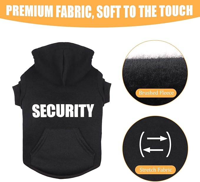 Dog Hoodie Security Dog Sweater Soft Brushed Fleece Clothes Hoodie Sweatshirt with Pocket Sweaters for Medium Dogs(M)