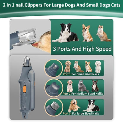 CATPICK 2-in-1 Cat Nail Clippers & Dog Nail Clippers Trimmers for Large Medium Small Dogs Cats Claw Trimmer Quick Sensor and Safety Guard USB Rechargeable with 2 LED Lights Dogs Nail Trimmer