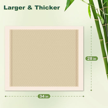 MIZOK Dog Pee Pads Extra Large 28×34in Bamboo Puppy Pads Odor Eliminating Pee Pads for Dogs Super Absorbent Leak-Proof Training Pads with Adhesive Tabs, Disposable (40 Counts)