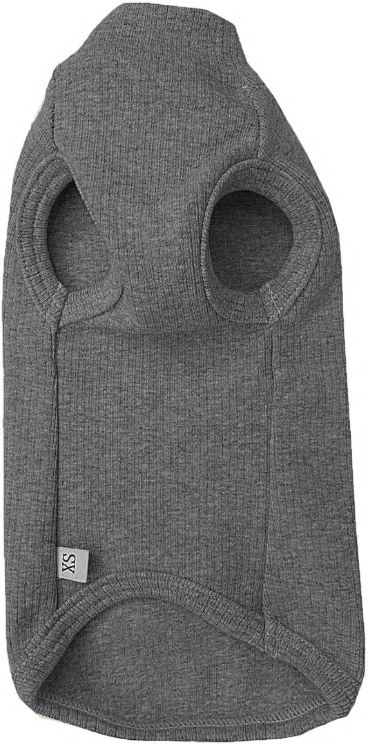 Sphynx Cats Shirt Cat Turtleneck Cotton Sweater Pullover Kitten T-Shirts with Sleeves Cat Pajamas Jumpsuit for Sphynx Cornish Rex, Devon Rex, Peterbald (X-Small, Deep Grey)