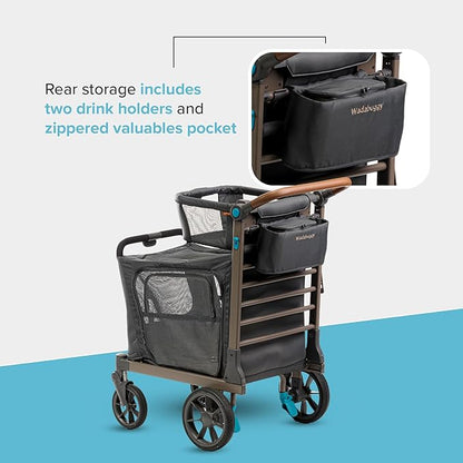 Wadabuggy Pet XL Foldable Cart - Adjustable & Portable Pet Stroller with Caddy, Shopping Basket, Foam Filled Rubber Wheels & Storage - Carriage for Small & Medium Dogs, Cats Under 75 lbs