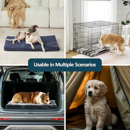 Dog Crate Pad - Dog Bed Large Sized Dogs with Removable Washable Cover and Waterproof Lining - Memory Foam Pet Bed for Crate - Reversible Kennel Mat (Cool & Warm), 36-inch, Dark Grey