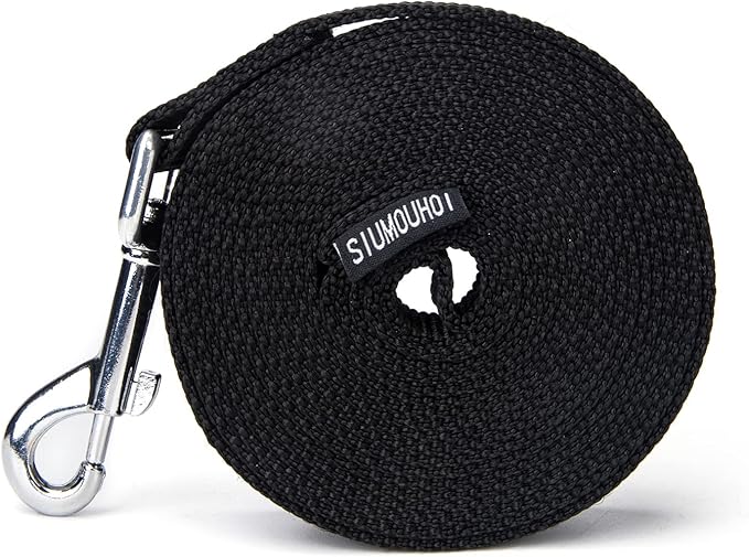 Siumouhoi Strong Durable Nylon 10ft Long Dog Training Leash, Traction Rope, 1 Inch Wide, for Small and Medium Dog (Black, 10 Feet)