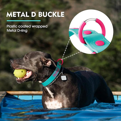 Wolfone Waterproof Adjustable Dog Collar for Small Medium Large Dogs Comfort Sturdy Odor Proof Easy Clean with Quick Release Buckle（Viridian Green Large）