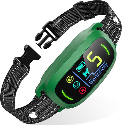 FAFAFROG Bark Collar, Rechargeable Dog Bark Collar with 5 Adjustable Sensitivity and Intensity Beep Vibration, Anti Barking Collar for Small Medium Large Breed Dogs (Green)