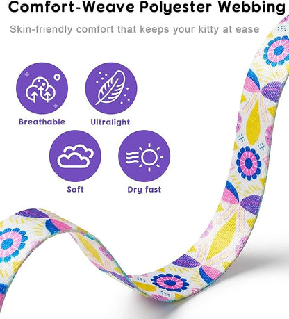 Halypet 2-Pack Cat Harness and Leash Set, Escape Proof 3-in-1 Adjustable Harness for Cats, Soft Lightweight, Easy On & Control for Walking, Travel & Outdoor Use, Medium (White & Navy)