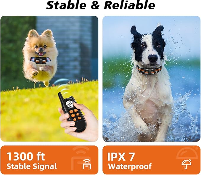Tiniest Dog Shock Collar, Lightest Dog Training Collar with Remote for Small Dogs 5-15lbs & Medium Large Dogs/Puppies, Waterproof, Rechargeable, 1300ft Range (Orange&Ultra Tiny)