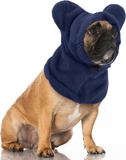 Clysee Winter Dog Hats Quiet Ears for Dogs Ear Muffs Pet Neck Warmer Scarf Hoodie Noise Protection Cover Beanie Head Wrap Costume for Pet Dog Cats(Dark Blue,S)