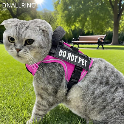 Tactical Dog and Cat Harness for XS and Small Puppy, Air Pet Vest No Pull with Reflective Do Not Pet Patches, Breathable Dog Molle Vests for Training Walking Hunting Pink