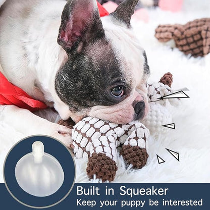 Squeaky Plush Dog Toys, 3-Pack Soft Stuffed Animal Toys for Puppies, Chew Toys with Squeakers for Small, Medium & Large Dogs