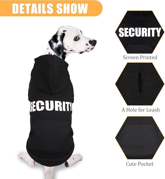 Dog Hoodie Security Dog Sweater Soft Brushed Fleece Clothes Hoodie Sweatshirt with Pocket for Small Medium Large Dogs (XX-Large)