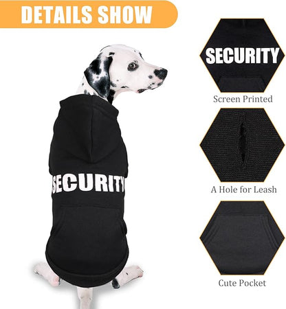 Dog Hoodie Security Dog Sweater Soft Brushed Fleece Clothes Hoodie Sweatshirt with Pocket for Small Medium Large Dogs (XX-Large)