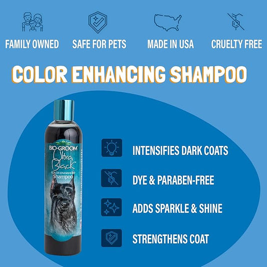 Bio-Groom Ultra-Black Dog Shampoo – Color Enhancing Pet Shampoo, Dog Bathing Supplies, Puppy Wash, Dog Grooming Supplies, Cruelty-Free, Made in USA, Coat Brightener Shampoo – 12 fl oz 1-Pack