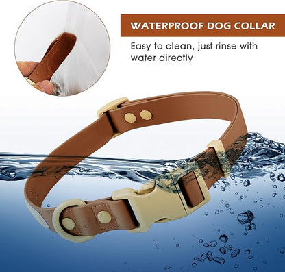 Wolfone Waterproof Dog Collar with Quick Release Buckle， Cute Adjustable Collar for Dogs Comfort Sturdy Durable Odor Proof Easy Care（Chocolate Cookie 46-70cm）