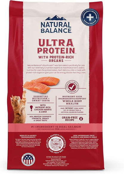 Natural Balance Ultra Protein Dry Cat Food, Real Salmon & Chicken Meal Recipe with Chicken Liver & Chicken Hearts - 6 lbs.