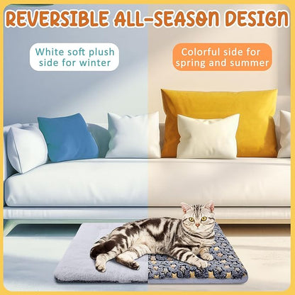 VitalCozy 2 Pack Self Warming Cat Mat Self Heating Pad Bed Reversible Machine Washable Reflects Body Heat Warm Thermal Pet Pad Crate Blanket for Feral and Indoor Cat (Dark Grey,21" X 14",Star)