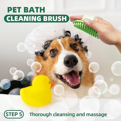 KUEIOX Pet Grooming Kit - 7 PCS Green Deshedding Brush Set with Undercoat Rake, Slicker Brush, Bath Brush & Nail Clipper for Short & Long-Haired Dogs and Cats
