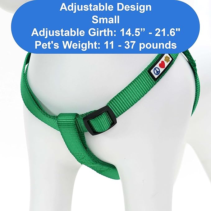 Pawtitas Personalized Dog & Puppy Harness Small Lush Green Custom ID Tag Adjustable No Pull Vest