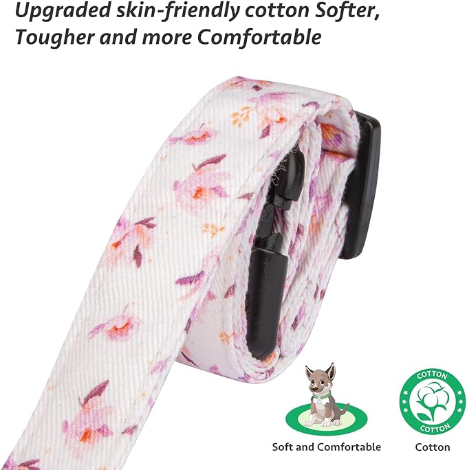 Cotton Handmade Dog Collar Cute and Distinctive Patterns White Flower with Pendant for Girl Boy Dogs Collars S