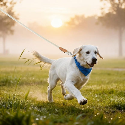 Mile High Life Dog Leash, Rope Leash with Genuine Leather Connection and Heavy Duty Metal Clasp, Great for Small Medium Large Dogs(Cream White,72 Inch)