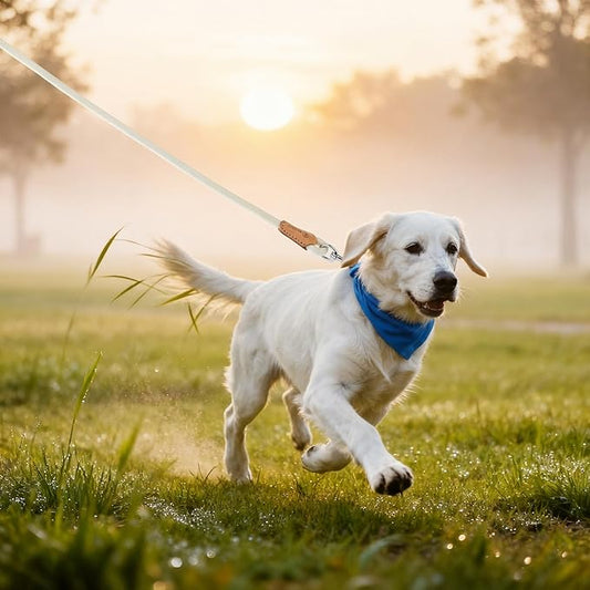 Mile High Life Dog Leash, Rope Leash with Genuine Leather Connection and Heavy Duty Metal Clasp, Great for Small Medium Large Dogs(Cream White,60 Inch)