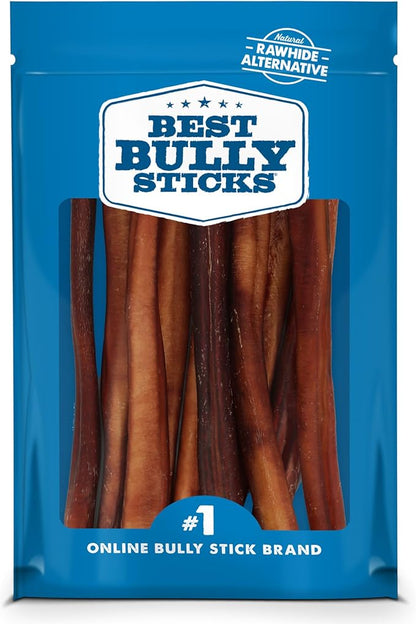 Best Bully Sticks Thick 12 Inch Bully Sticks - 10 Count (Pack of 1) - Natural, Grass-Fed, Single Ingredient, Grain and Rawhide Free, Ideal for Large Dogs