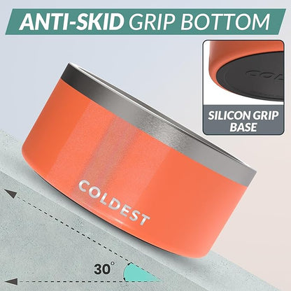 Coldest Dog Bowl - Anti Rust Metal, Non Slip, 3 Layers Insulated Stainless Steel Dog Bowls - Spill Proof & Heavy Duty - Water Bowl for Dogs, Cats & Pets, Dish Washer Safe (200 oz, Candy Red Glitter)