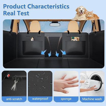 YFChangle Hard Bottom Dog Car Seat Cover for Back Seat – Waterproof Nonslip Hammock Extender for Trucks & SUVs, Heavy Duty Pet Protector, Black Faux Leather
