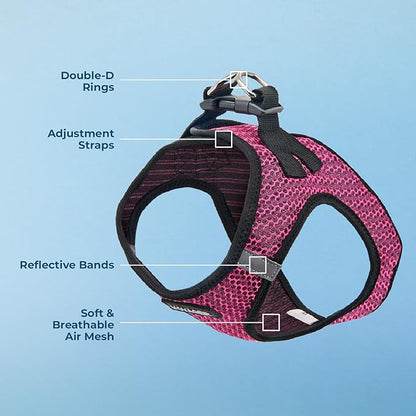 Best Pet Supplies Voyager Step-in Air Harness - All Weather Mesh, Reflective, No Pull Harness for Dogs, Cats - Secure with Hook & Loop Fastener, Buckle, Double D-Rings - Fuchsia 2-Tone, S