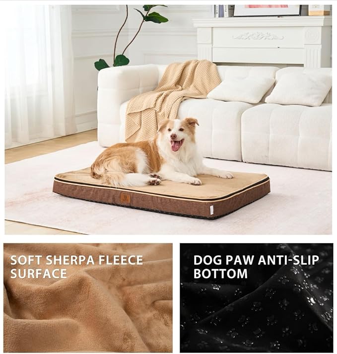 LIORCE Memory Foam XL Dog Bed - 4” Thick Orthopedic Beds for Extra Large Dogs - Waterproof Dog Bed with Removable Washable Cover & Wrap-Around Zipper - Ultimate Comfort and Easy Maintenance