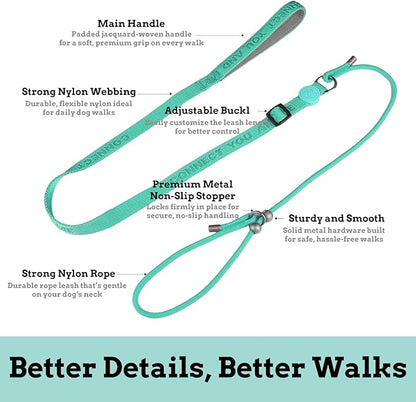EVERKING Dog Slip Lead Dog Training Leash, No-Pull Slip Leash and Collar,Nylon Material Heavy-Duty and Durable,with Comfortable Padded Handle,Suitable for All Dogs (Green(4.9-5.9FT-Metal Buckle))