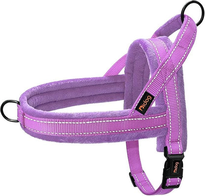 Didog Soft Flannel Padded Dog Vest Harness, No Pull/Quick Fit Reflective Dog Strap Harness, Easy for Training Walking (XS:Chest 15-18", Purple)