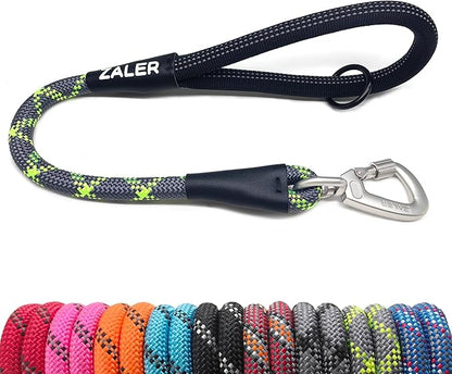 ZALER Short Dog Leash, 26 Inches Rope Traffic Leashes for Dogs, Reflective Dog Lead with O-Ring, Heavy Duty Pet Leash for Large and Medium Dogs (26" Green Gray)