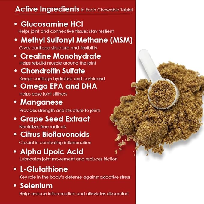 Joint MAX Triple Strength HA Granules for Dogs, Glucosamine, Chondroitin, Creatine, MSM and Antioxidants - Hip and Joint Support Supplement, 120 Doses